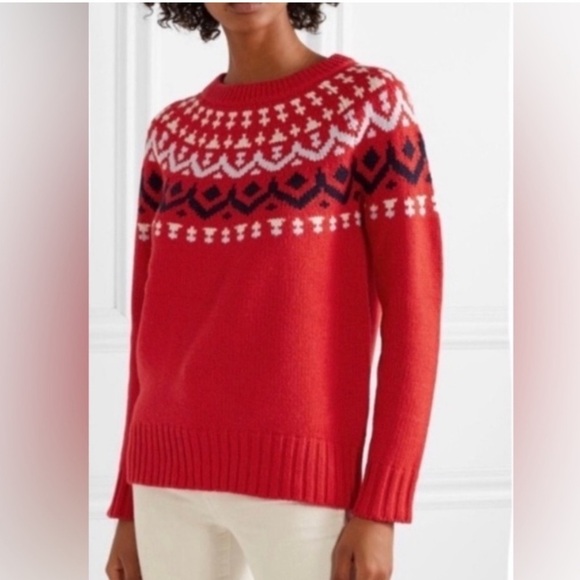 J. Crew Red Fair Isle Merino Wool Sweater - Picture 4 of 9